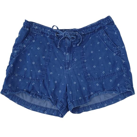 Gap Chambray Shorts Blue Size 6, Geometric Print, Drawstring Tie Casual Shorts - Picture 1 of 4